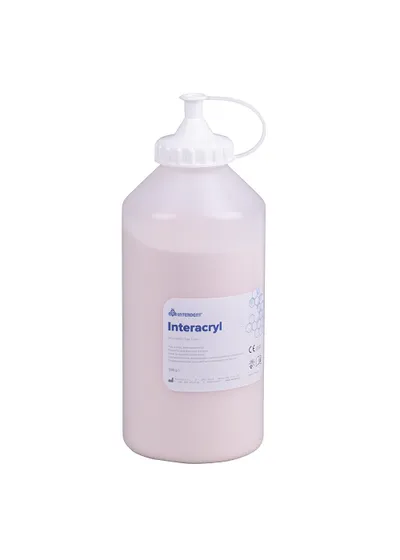 Порошок пластмассы для техники литья INTERACRYL CAST, для холодной полимеризации, цвет №10 (розовый прозрачный с прожилками). Упаковка 1000гр., арт: 1548