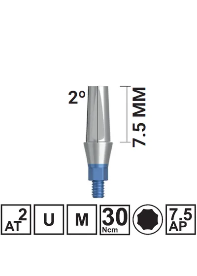 Абатмент прямой VEGA RV H7,5/GH2 мм, с винтом, арт: 18 10 67