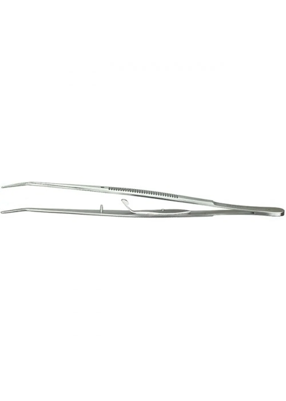 Пинцет изогнутый с фиксатором ребристый, с насечками 103-071-P, МЕДЕНТА