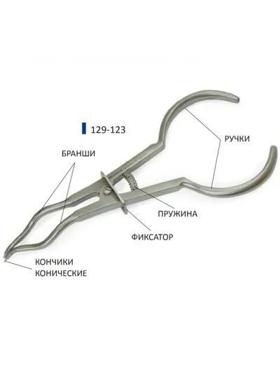 Раббер Дам-щипцы (кончики конические с шариками) 129-123