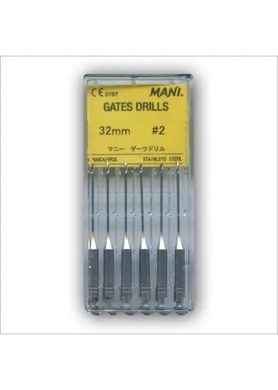Gates drills №2 32 мм (6шт.), MANI - развертка для вскрытия устья каналов