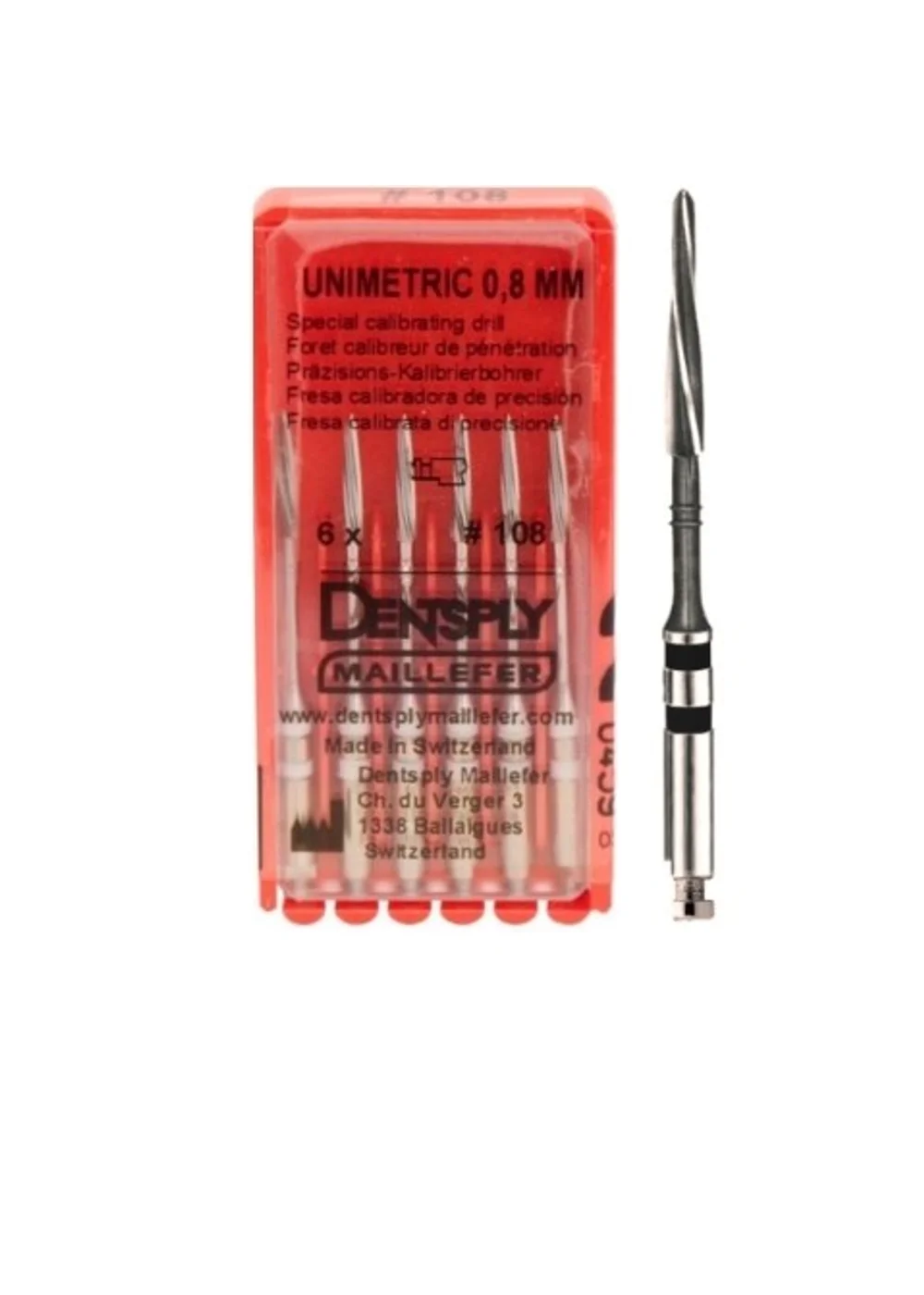 Unimetric калибровочный дриль №310 (6шт.) 2 полосы, черный, Maillefer