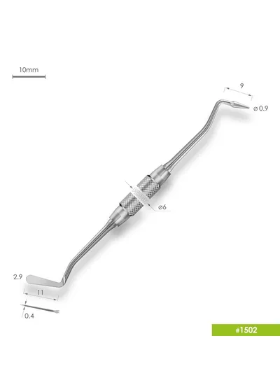 1502 Средняя  гладилка с  конусовидным штопфером Ø0.9mm. Ручка Ø6mm