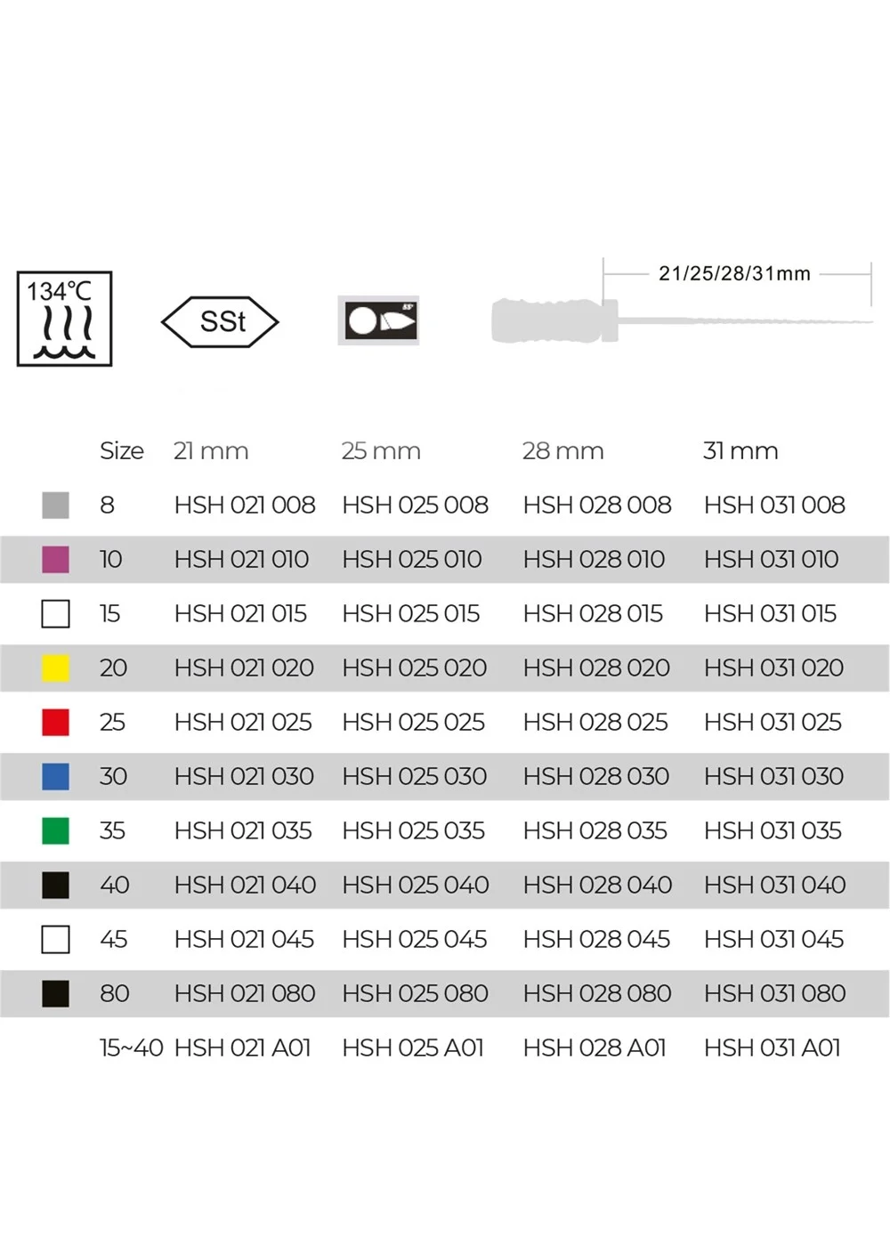 H-file Nic Superline № 025 25 мм, 6 шт. - ручной каналорасширитель