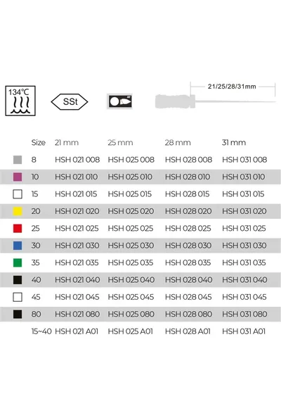 H-file Nic Superline № 020 31 мм, 6 шт. - ручной каналорасширитель