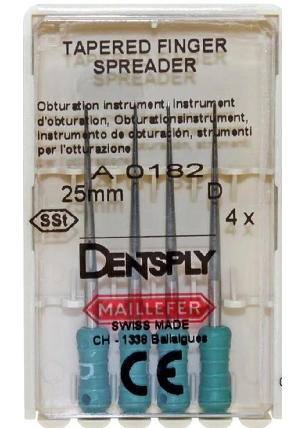 Finger spreader tapered NiTi D L25 4 шт. - уплотнитель для гуттаперчи из NiTi-сплава (зеленый)