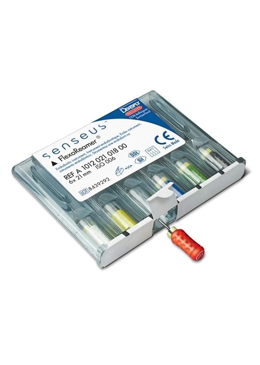 Flexoreamer N08 L31 SENSEUS 6 шт.- гибкий расширитель корневого канала, ручной с укорочным шагом и силиконовой ручкой. Нержавеющая сталь