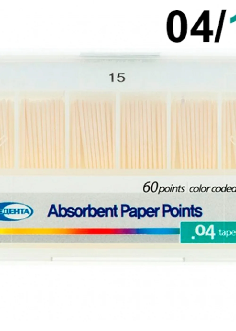 Штифты бумажные конусные .04 №15 (60шт), Meta Biomed