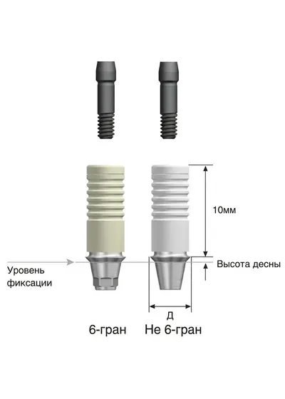 Абатмент отливаемый, OSSTEM, TS NP-Cast Mini, 6-гранник D=4.0 мм, H=1.0 мм
