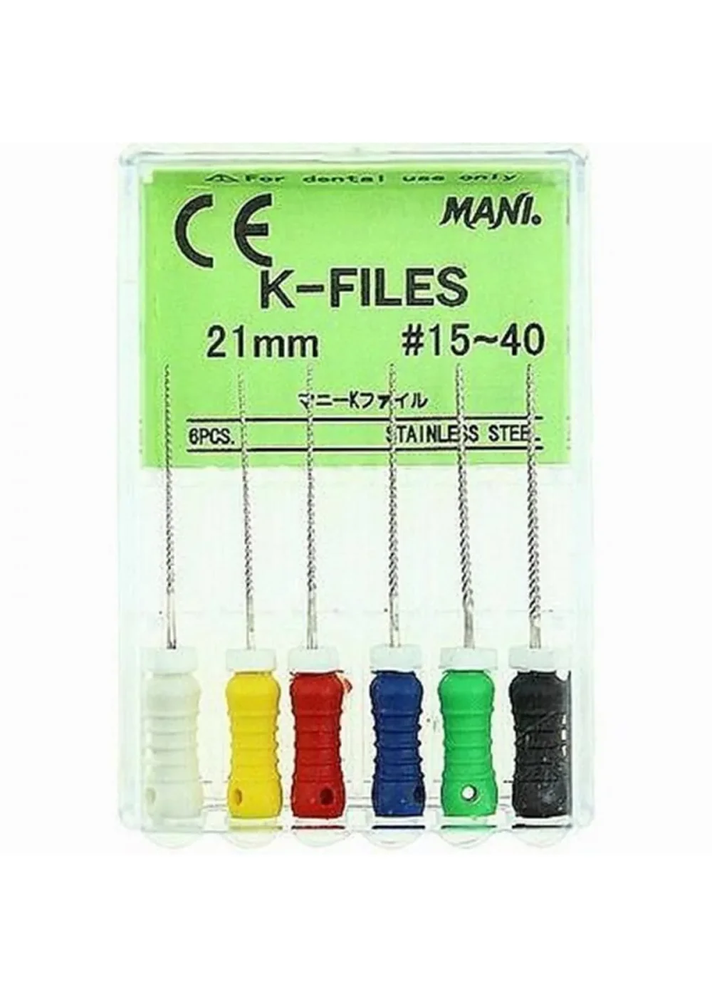 К-файл, Mani, 21мм ассорти №№15-40 (6шт)