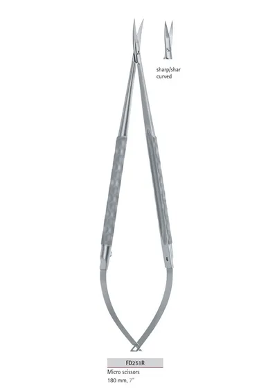 Ножницы микрохирургические, изогнутые, 180 мм., арт: FD251R