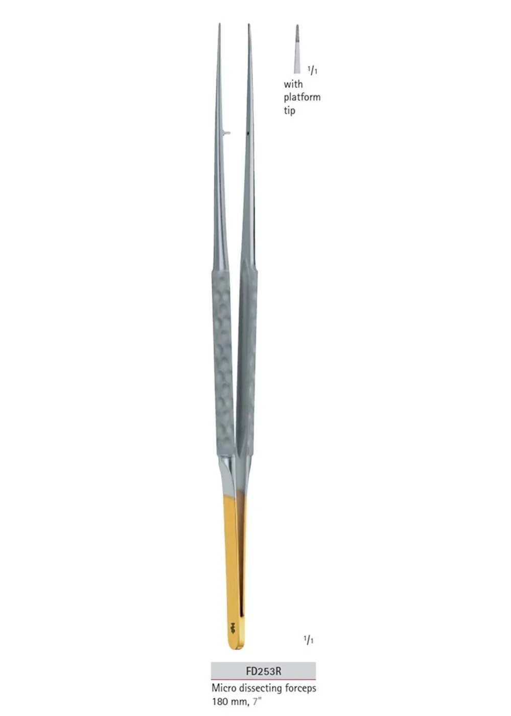 Микропинцет, бранши 0,8 мм, длина 180 мм, арт: FD253R