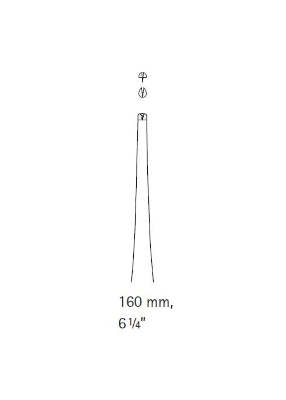 Пинцет хирургический, средний, зубчики 1х2, 160 мм, арт: BD539R
