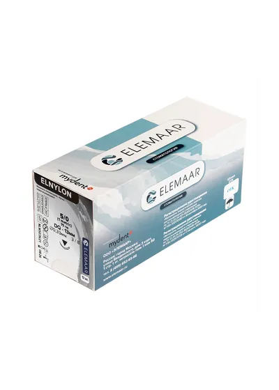 Elemaar ELNYLON 5/0 - шовный материал, 75 см, 3/8, 13 мм, обратно-режущая, 12 шт.