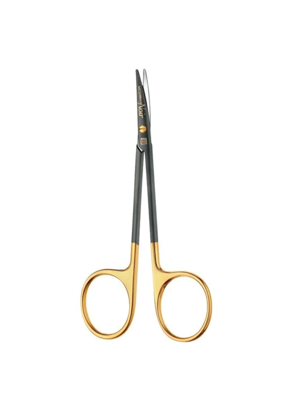 Ножницы препаровальные Metzenbaum, DUROTIP, NOIR, изогнутые, тупоконечные, 1 зубчатое лезвие, длина