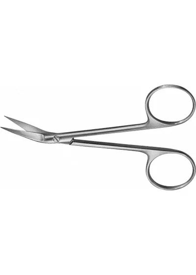 Ножницы препаровальные, изогнутые, под углом, остроконечные, длина 110 мм