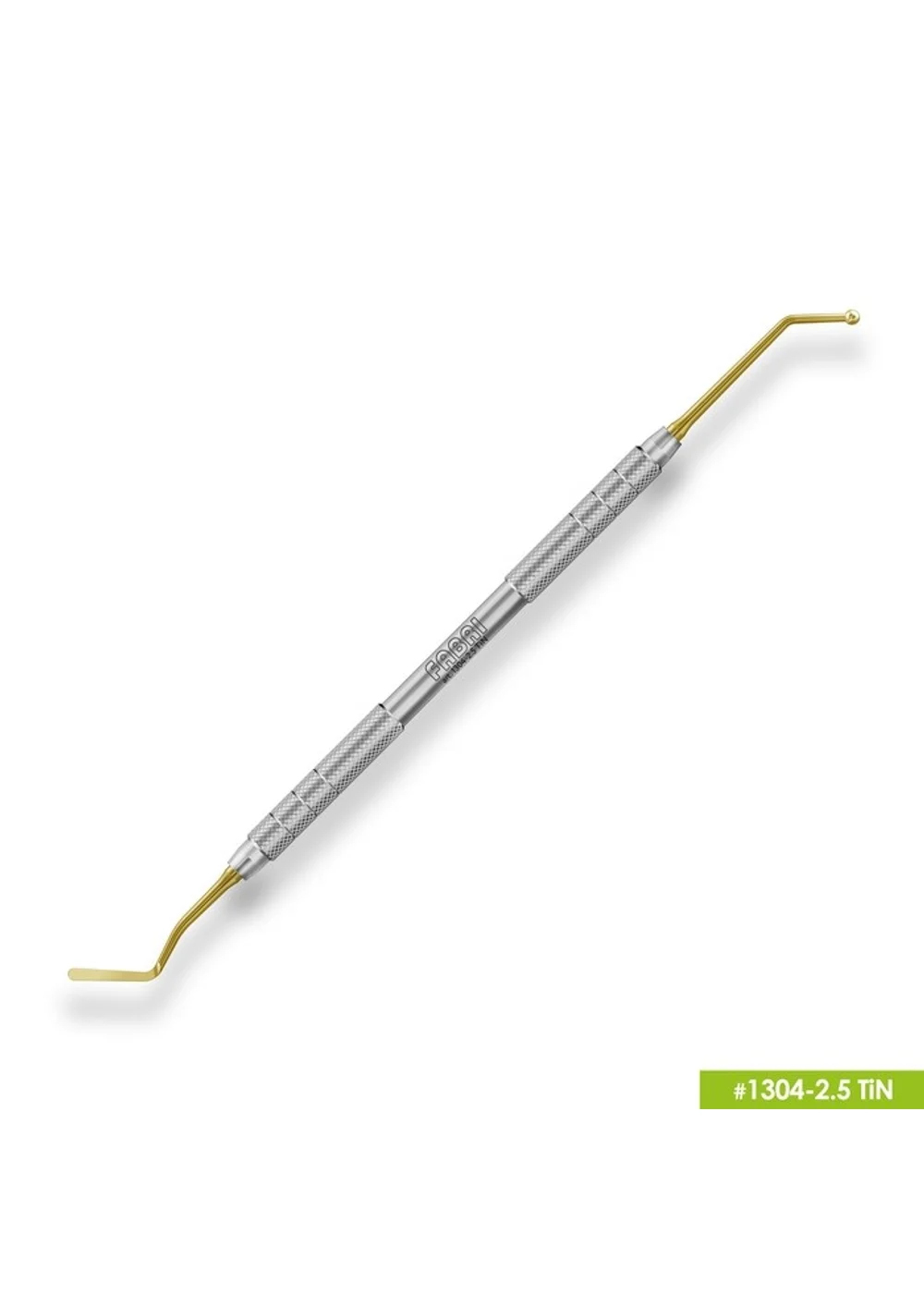 1304-2,5 TiN Удлиненная средняя гладилка с штопфером-шариком Ø2.5mm. Ручка Ø6mm. Покрытие Gold