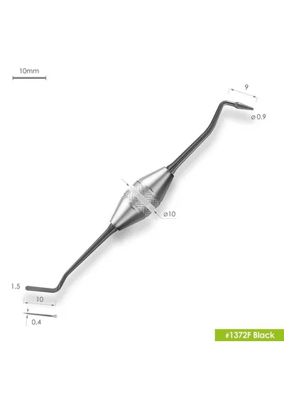 1372F Black Узкая гладилка с  конусовидным штопфером Ø0.9mm. Эргономичная ручка Ø10mm. Покрытие Black