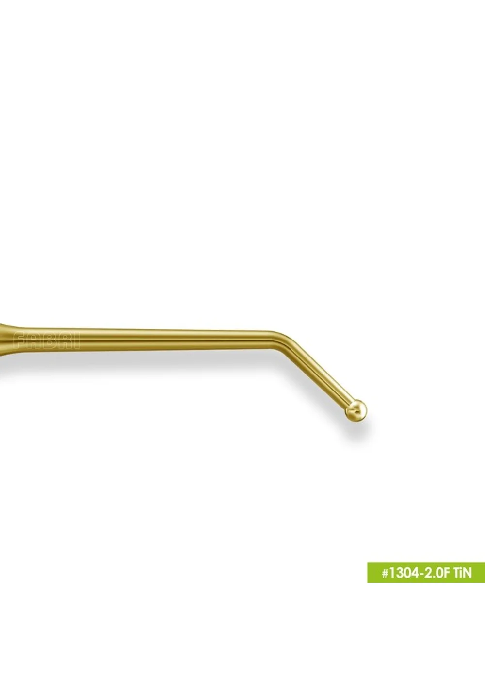 1304-2,0F TiN Удлиненная средняя гладилка с штопфером-шариком Ø2.0mm. Эргономичная ручка Ø10mm. Покрытие Gold