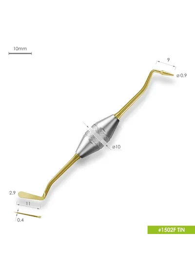 1502F TiN Средняя  гладилка с  конусовидным штопфером Ø0.9mm. Эргономичная ручка Ø10mm. Покрытие Gold