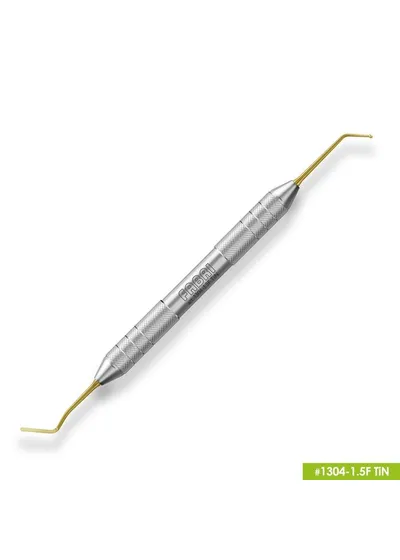 1304-1,5F TiN Удлиненная узкая гладилка с штопфером-шариком Ø1.5mm. Эргономичная ручка Ø10mm. Покрытие Gold