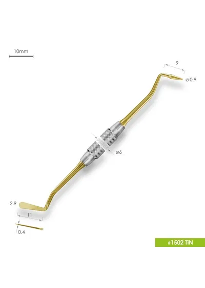 Средняя  гладилка с  конусовидным штопфером Ø0.9mm. Ручка Ø6mm. Покрытие Gold