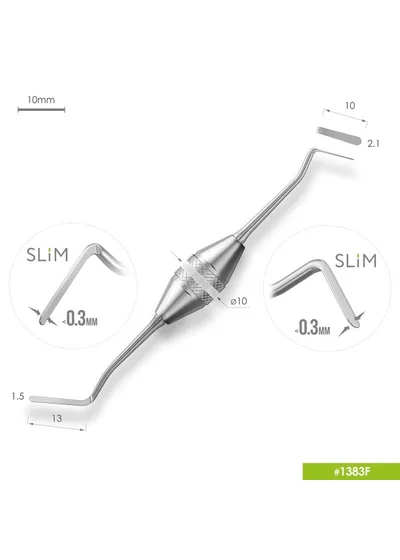 1383F Двухсторонняя прямая/дистальная гладилка SLIM. Эргономичная ручка Ø10mm