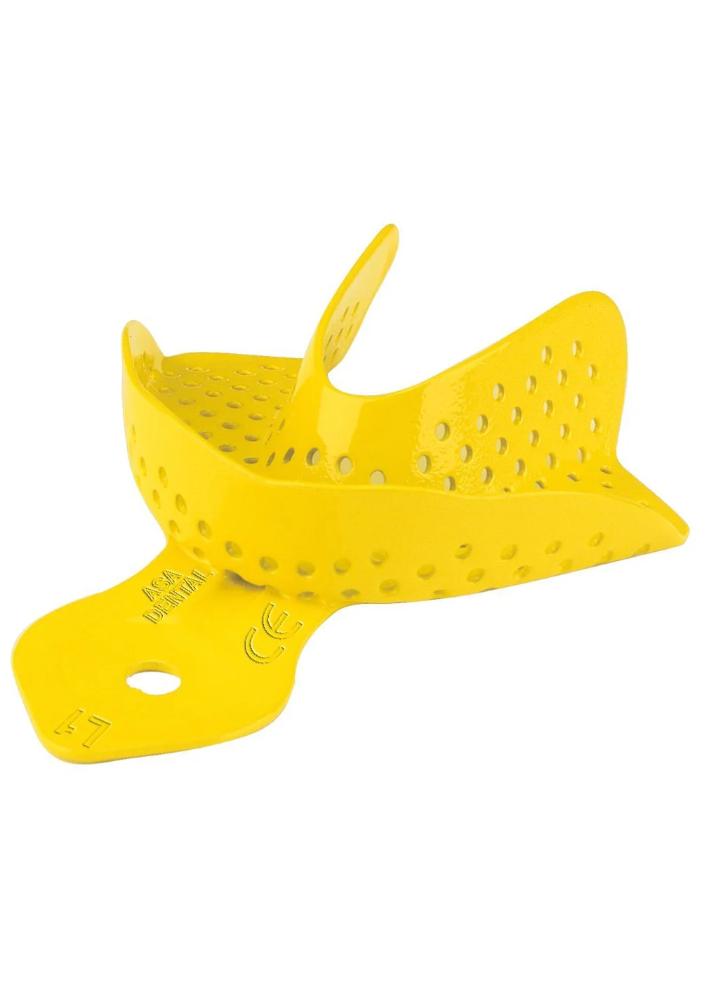 Asa Dental 2814-L1 - ложка слепочная нижняя малая (S) с перфорацией без бортиков, алюминий (желтая)