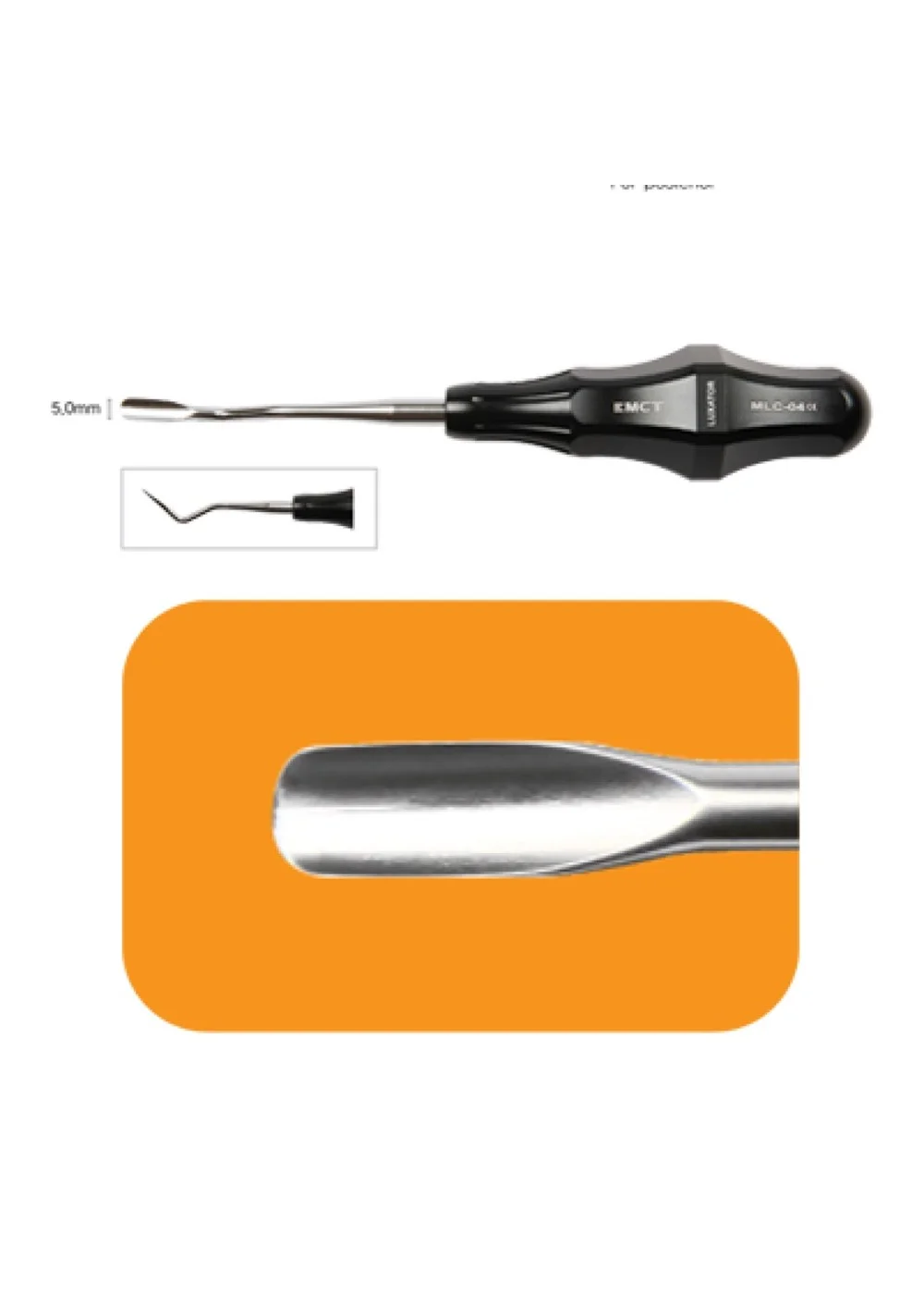 Люксатор Power Grip С04 Bein, изогнутый вверх, для дистальных и проксимальных сторон премоляров и моляров, ширина 5 ммMLC-04 Стоматологический Люксатор Power Grip С04 Bein, изогнутый вверх, для дистальных и проксимальных сторон премоляров и моляров, ширин