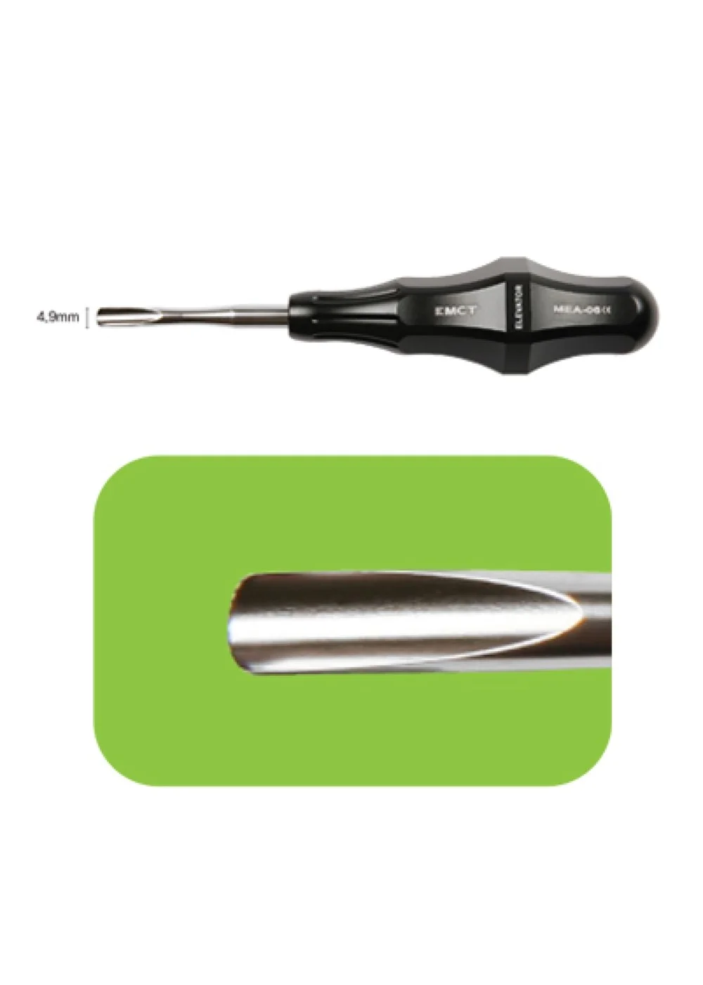 Корневой элеватор Power Grip A06 Bein, прямой, для верхних и нижних премоляров, моляров и корней, ширина 4,9 ммMEA-06 Стоматологический Корневой элеватор Power Grip A06 Bein, прямой, для верхних и нижних премоляров, моляров и корней, ширина 4,9 мм, Mr.Cur