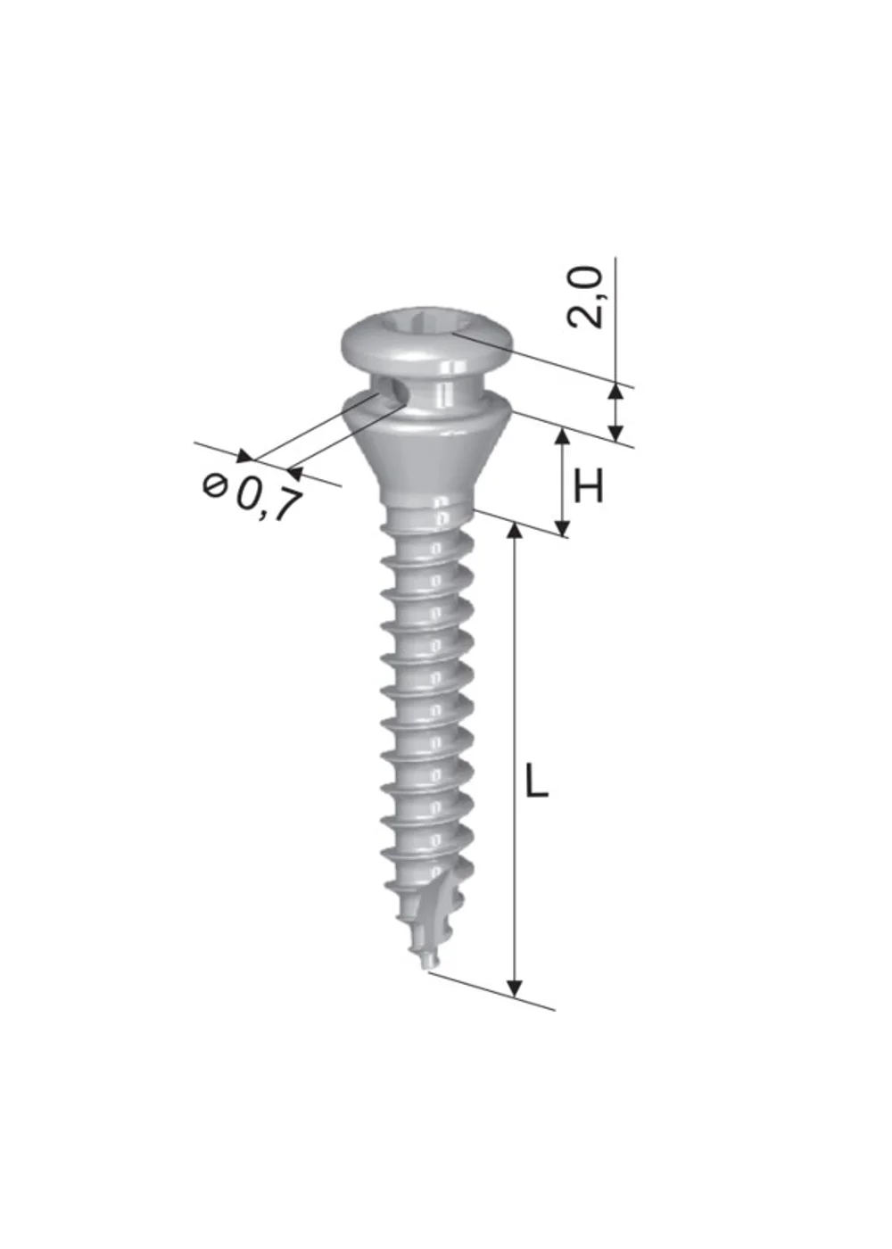 Мини-имплантат ортодонтический, D=1.5 мм, L=6 мм, H=1.5 мм