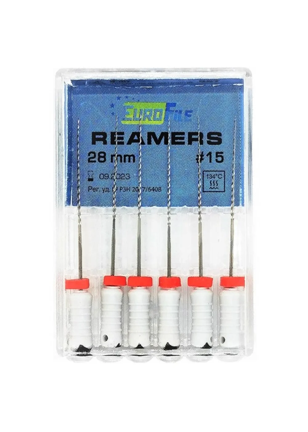 Reamers - ручные дрильборы (каналорасширители), 28 мм, №15, сталь, 6 шт