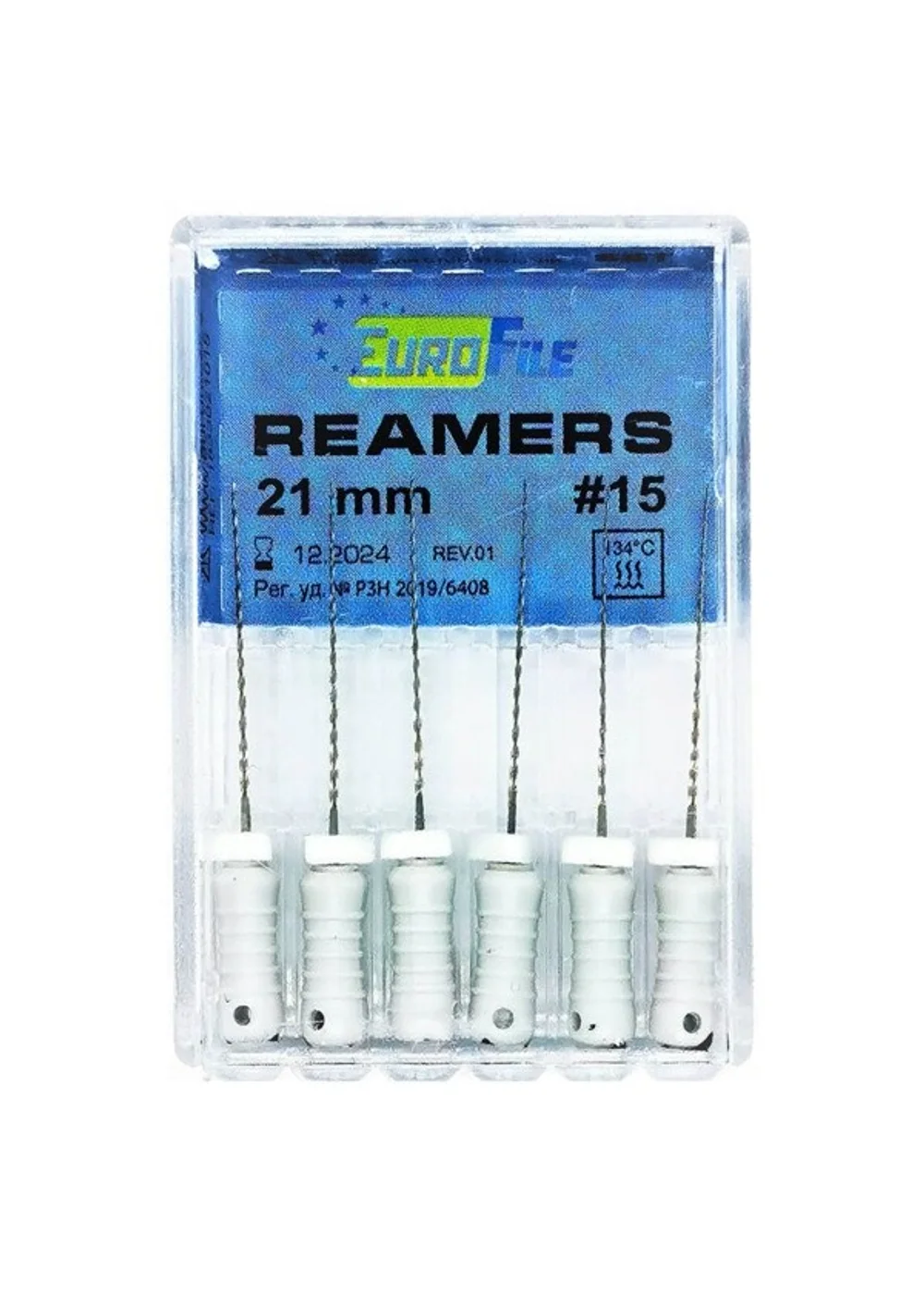 Reamers - ручные дрильборы (каналорасширители), 21 мм, №15, сталь, 6 шт