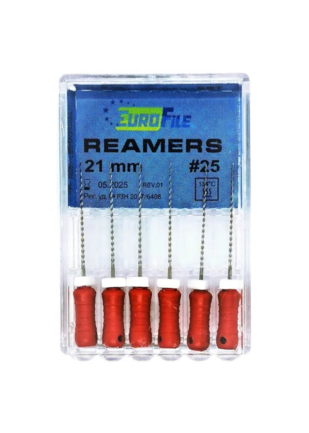 Reamers - ручные дрильборы (каналорасширители), 21 мм, №25, сталь, 6 шт