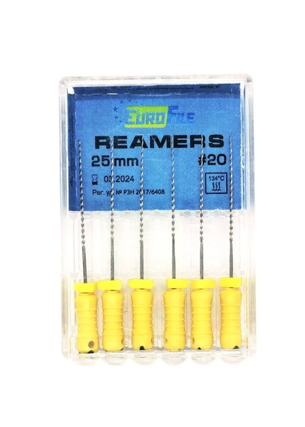 Reamers - ручные дрильборы (каналорасширители), 25 мм, №20, сталь, 6 шт