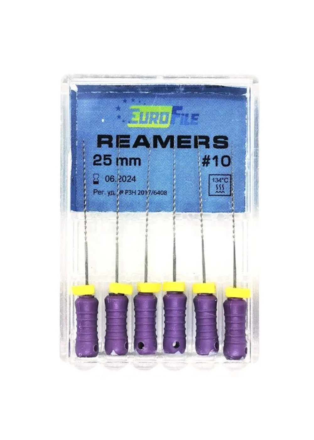 Reamers - ручные дрильборы (каналорасширители), 25 мм, №10, сталь, 6 шт