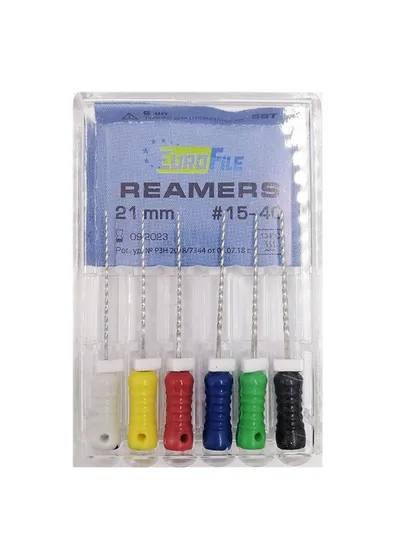 Reamers - ручные дрильборы (каналорасширители), 21 мм, №15-40, сталь, 6 шт