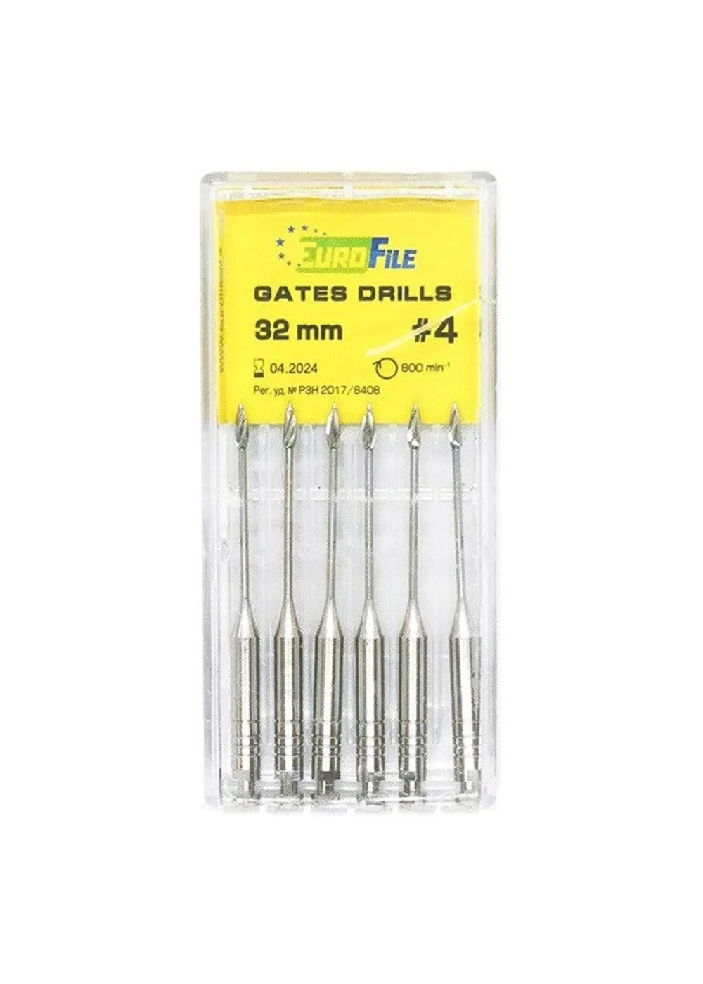 Gates Drills - дрильборы машинные, для расширения коронковой трети канала, 32 мм, размер 4, сталь, 6 шт