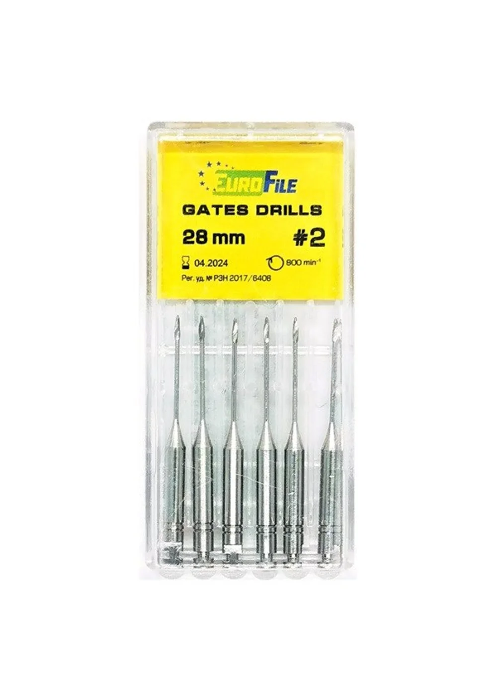 Gates Drills - дрильборы машинные, для расширения коронковой трети канала, 28 мм, размер 2, сталь, 6 шт