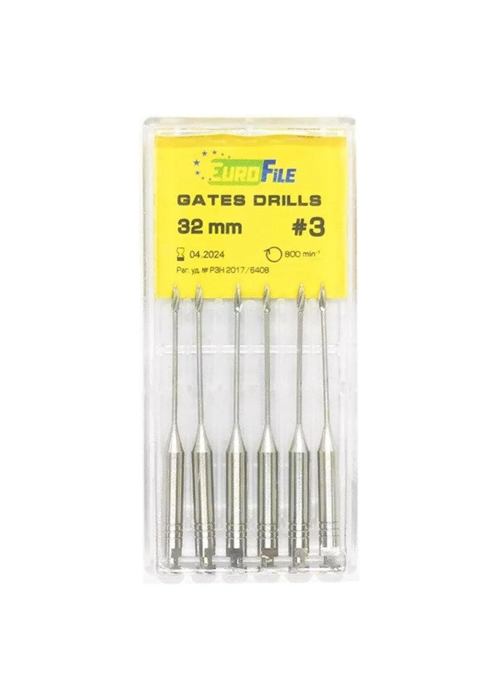 Gates Drills - дрильборы машинные, для расширения коронковой трети канала, 32 мм, размер 3, сталь, 6 шт