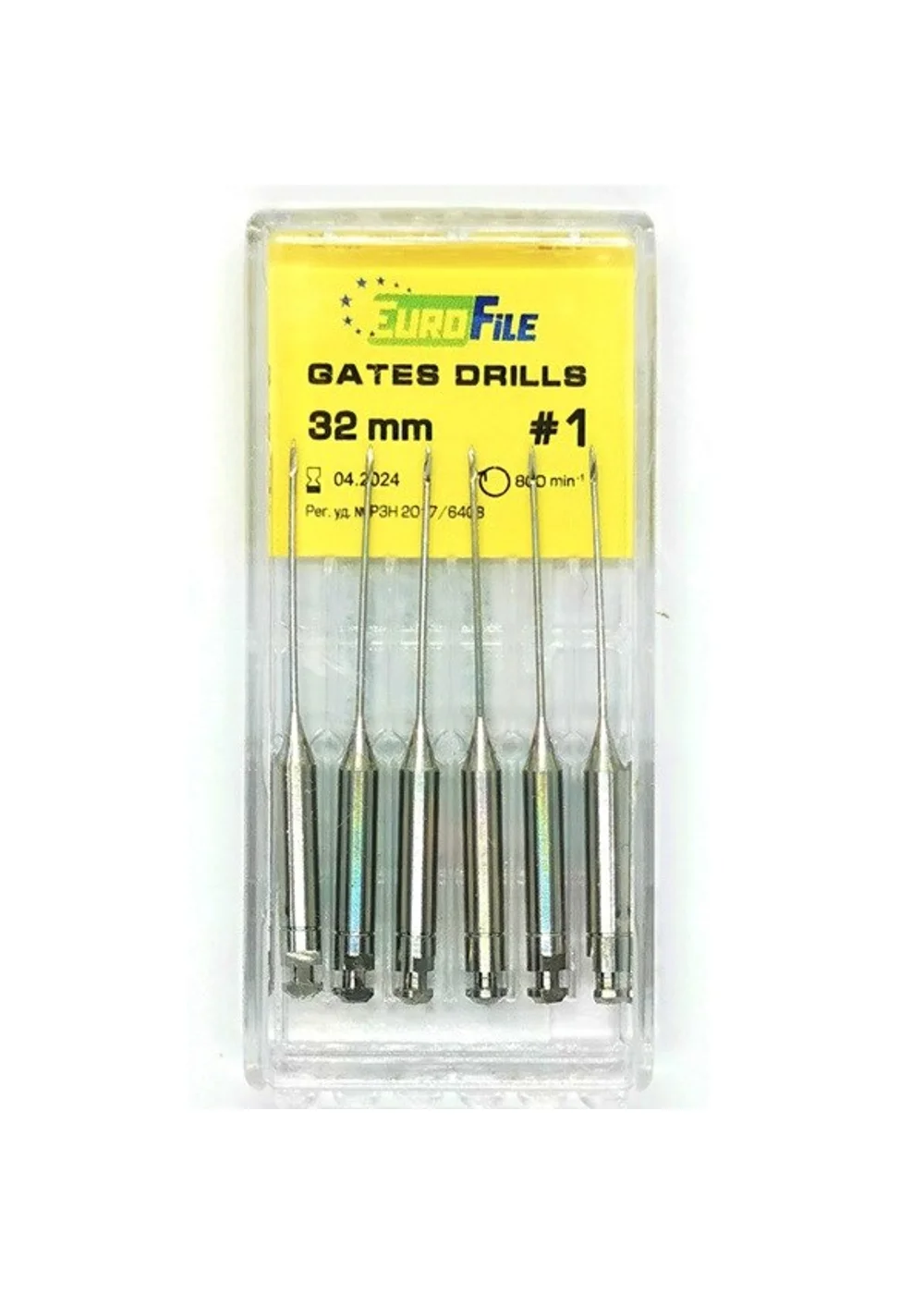 Gates Drills - дрильборы машинные, для расширения коронковой трети канала, 32 мм, размер 1, сталь, 6 шт