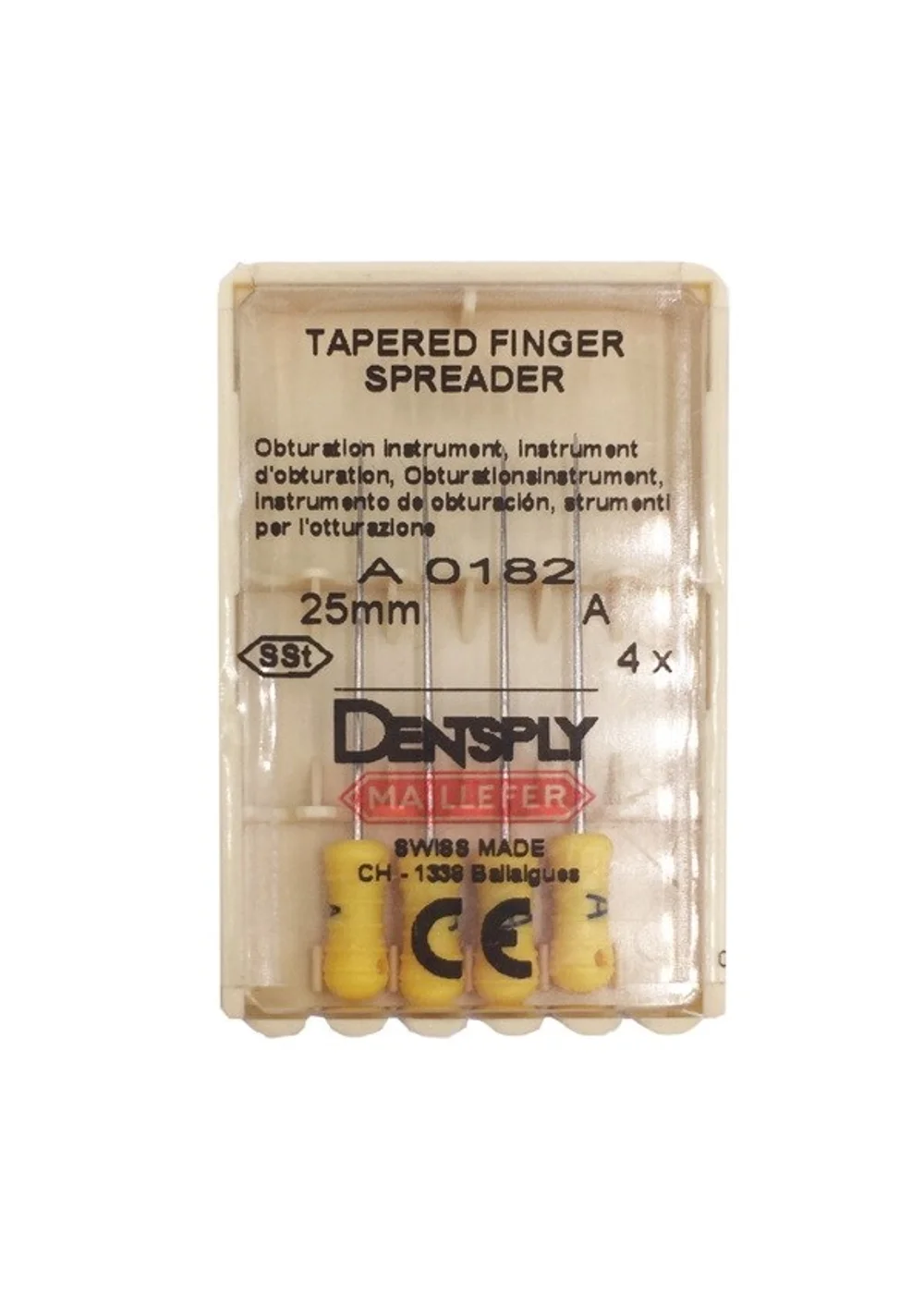 FINGER SPREADER – уплотнители гуттаперчи ручные с заостренным концом, №10, 25 мм, 4 шт