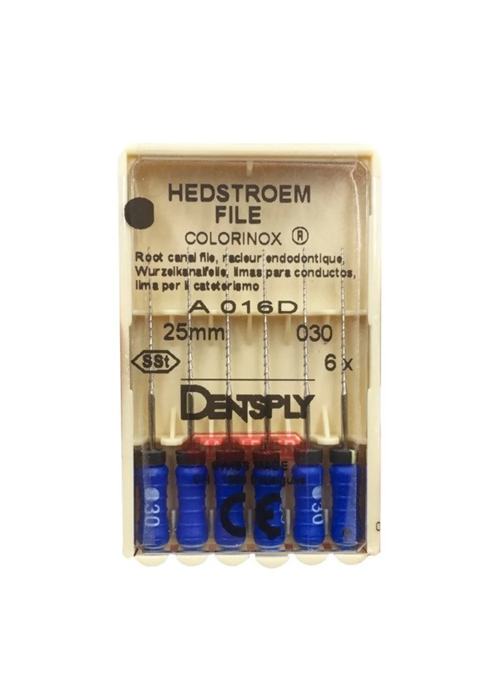 HEDSTROEM FILE COLORINOX – корневые буравы ручные, №30, 25 мм, 6 шт