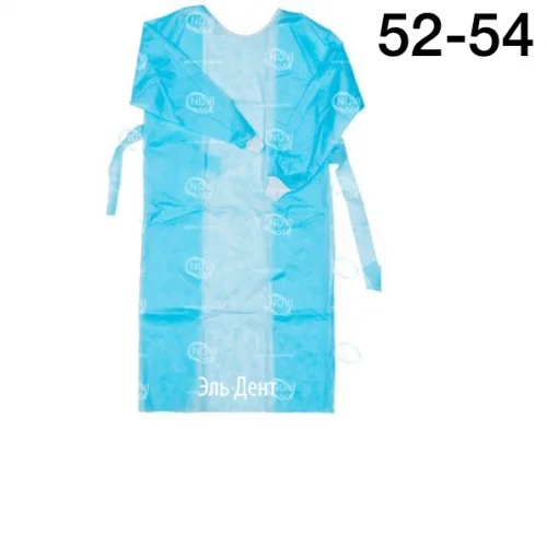 Халат нестерильный, хирургический Лайт тип-1 р.52-54, спанбонд пл. 25г/м2, рукав на манжете, белый (10шт.) НОВИСЕТ