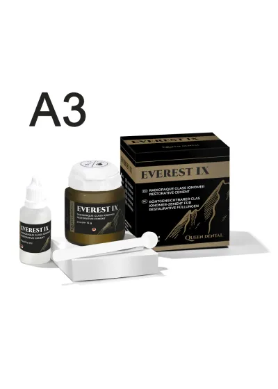 Стеклоиономерный реставрационный цемент, Queen Dental, Эверест IX, A3, 15г+10мл
