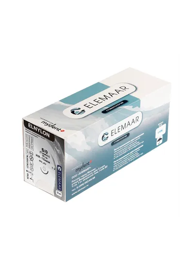 Elemaar ELNYLON 5/0 - шовный материал, 75 см, 1/2, 16 мм, колющая, 12 шт.