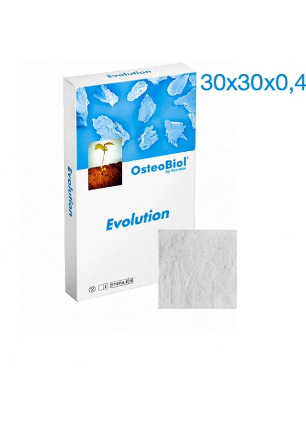 Мембрана, OsteoBiol by Tecnoss, Evolution тонкая 30x30x0.4 мм, резорбция 3 мес.