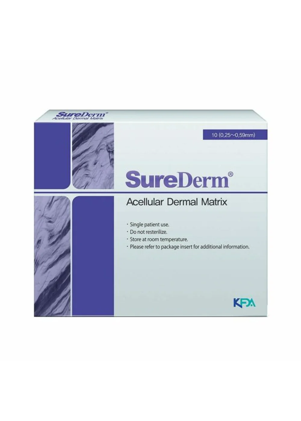 Бесклеточный дермальный матрикс, OSSTEM, SureDerm, 0.25-0.59 мм, 10x20 мм, 1 шт