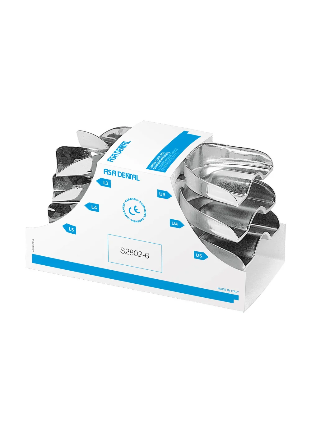 Asa Dental S2802-6 - ложка слепочная, набор 6 штук, без перфорации без бортиков