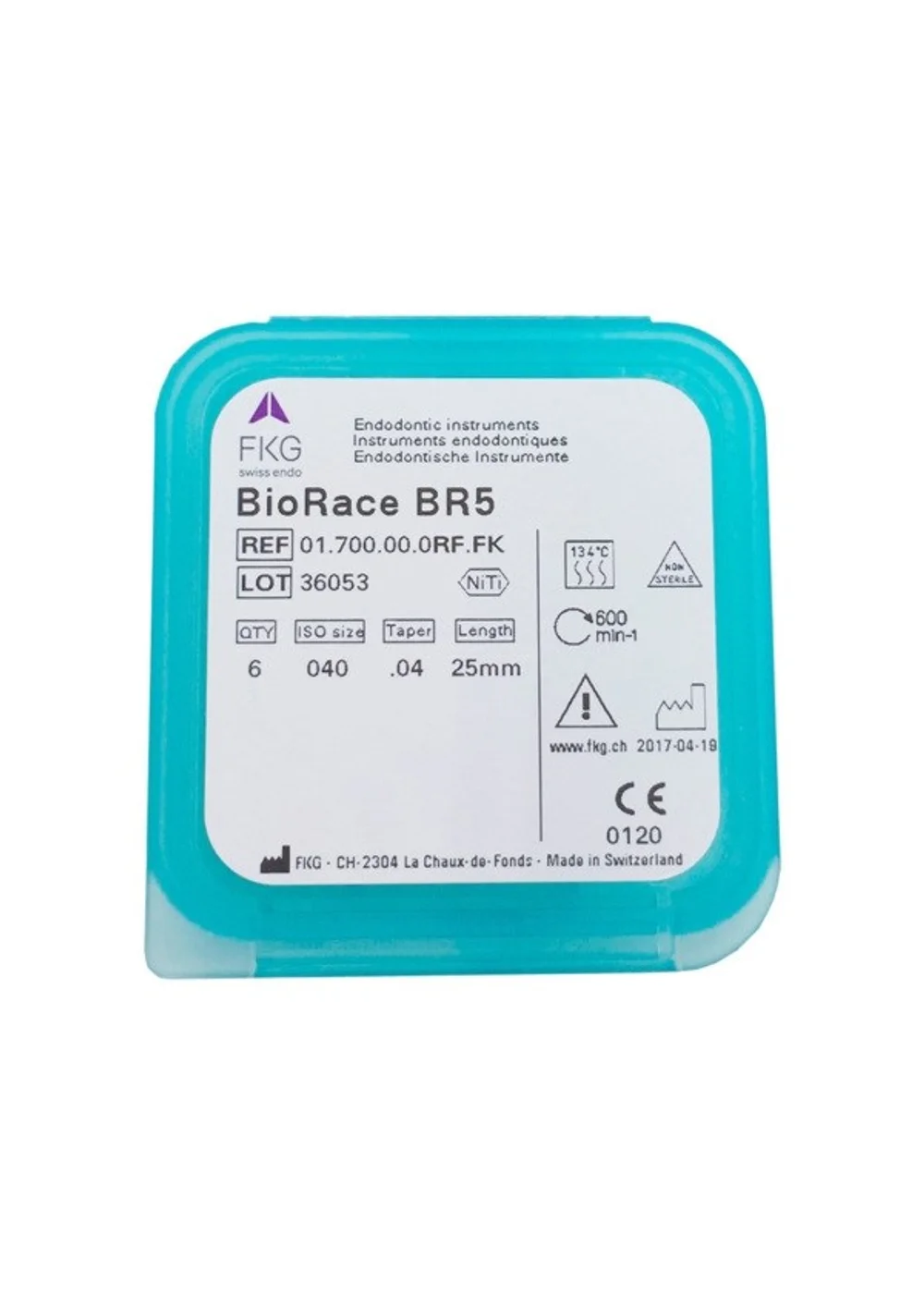Bio RaCe - эндодонтические файлы, BR5, конус 4%, 25 мм, №40, 6 шт